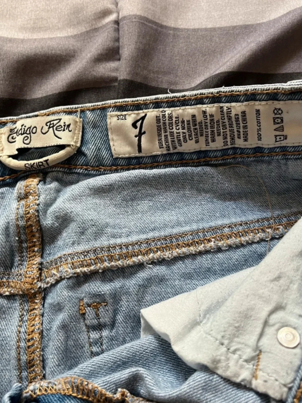 Indigo Rein Light Blue Denim Button-Front Mini Skirt